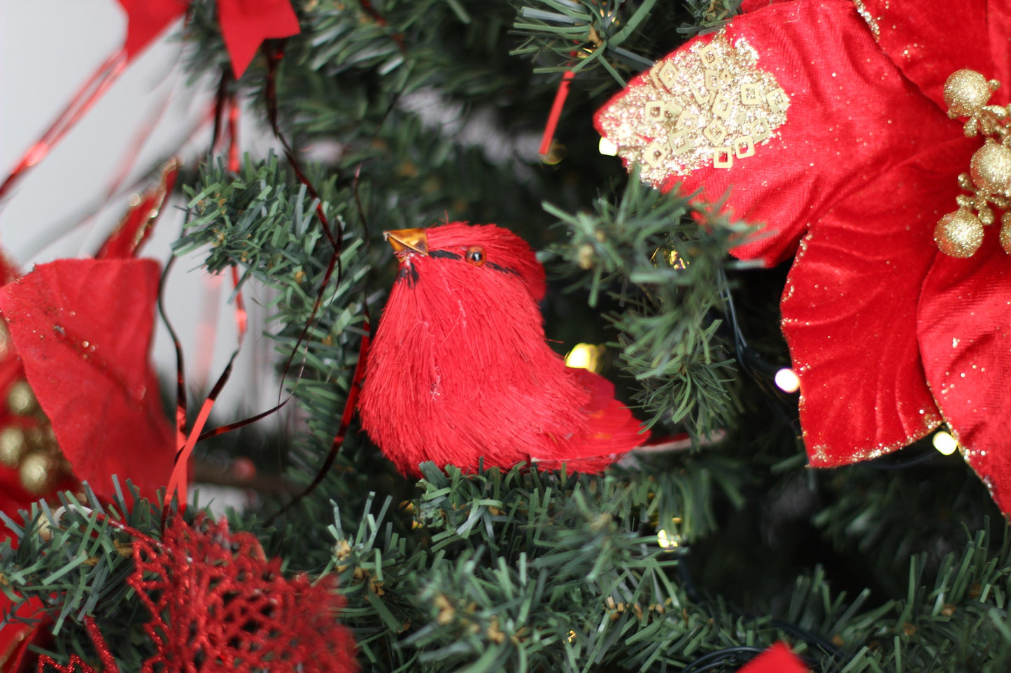 Hand Made Red Cardinal Clip-On Bird Ornament