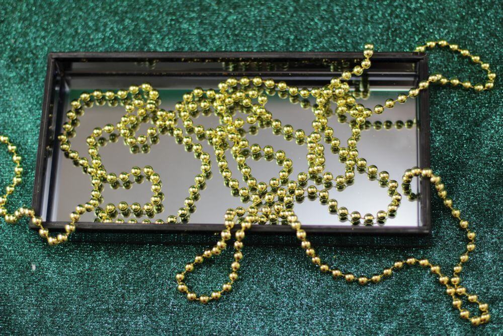 Gold Beaded Tinsel Garland