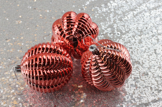 Set of 3 Red & Gold Christmas Baubles