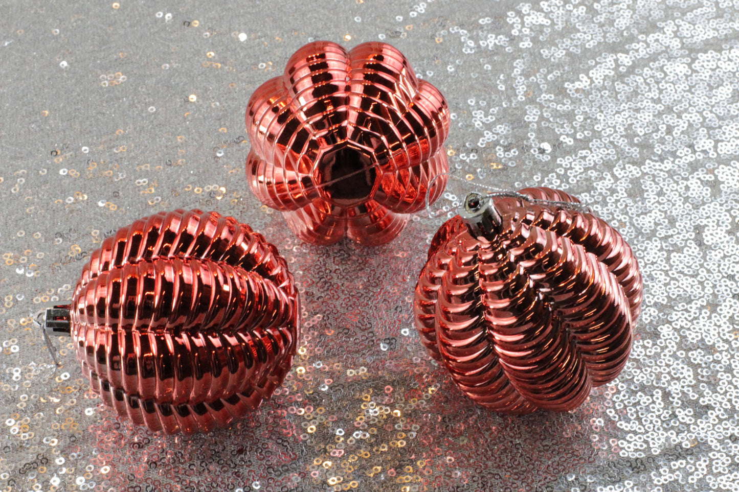 Set of 3 Red & Gold Christmas Baubles