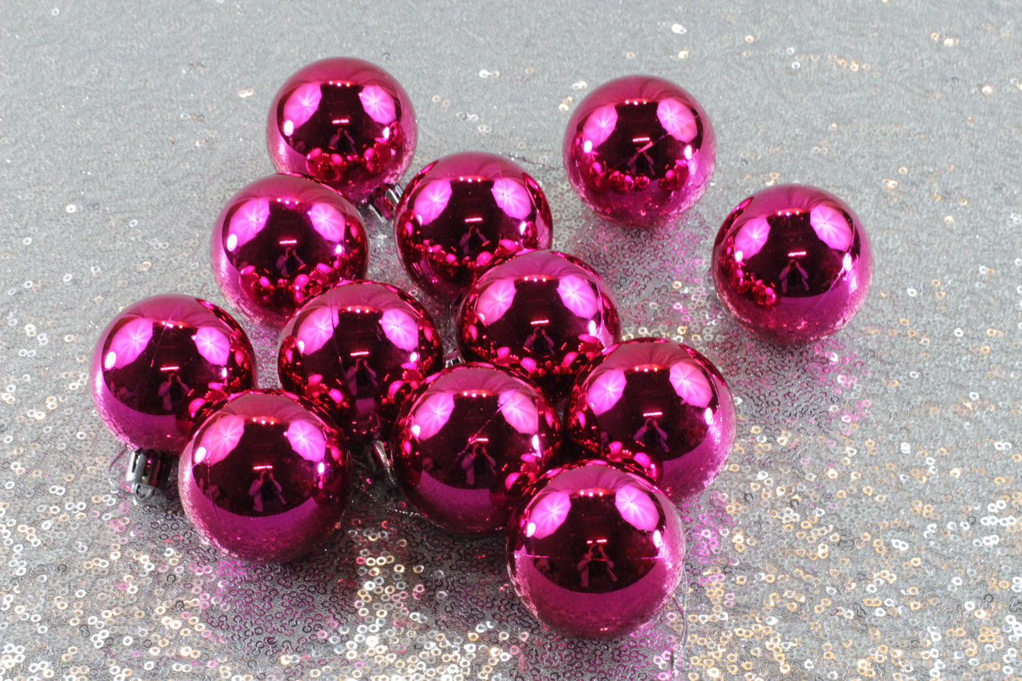 Set of 6 Small Pink Christmas Baubles