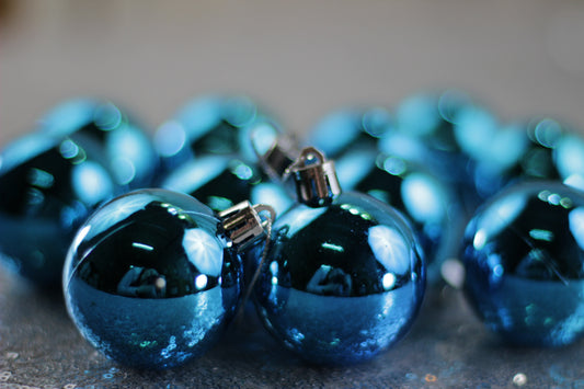Blue Shiny Christmas Baubles – Set of 12