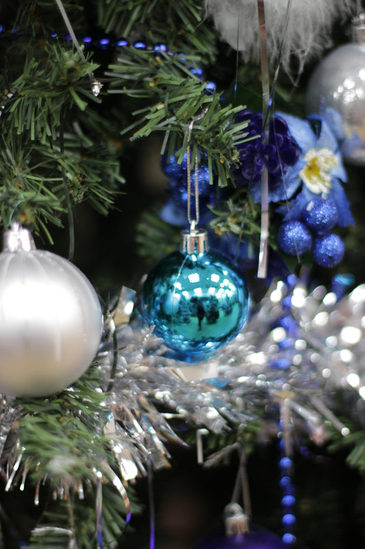 Set of 6 Small Blue Christmas Baubles