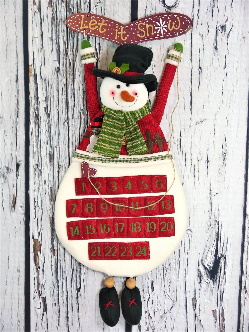 “Let It Snow” Snowman Advent Calendar Wall Hanging