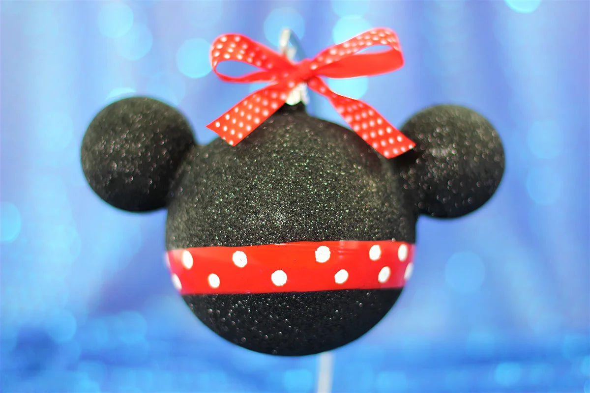 Disney Minnie Mouse Glass Glitter Head Christmas Bauble
