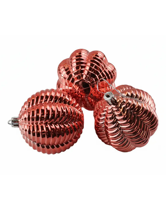 Set of 3 Red & Gold Christmas Baubles