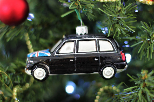 London Taxi Glass Christmas Ornament