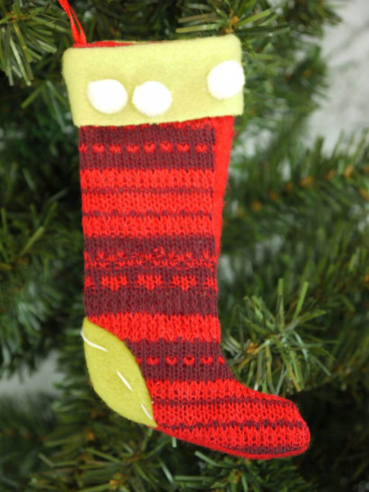 Red & Green Knitted Christmas Stocking