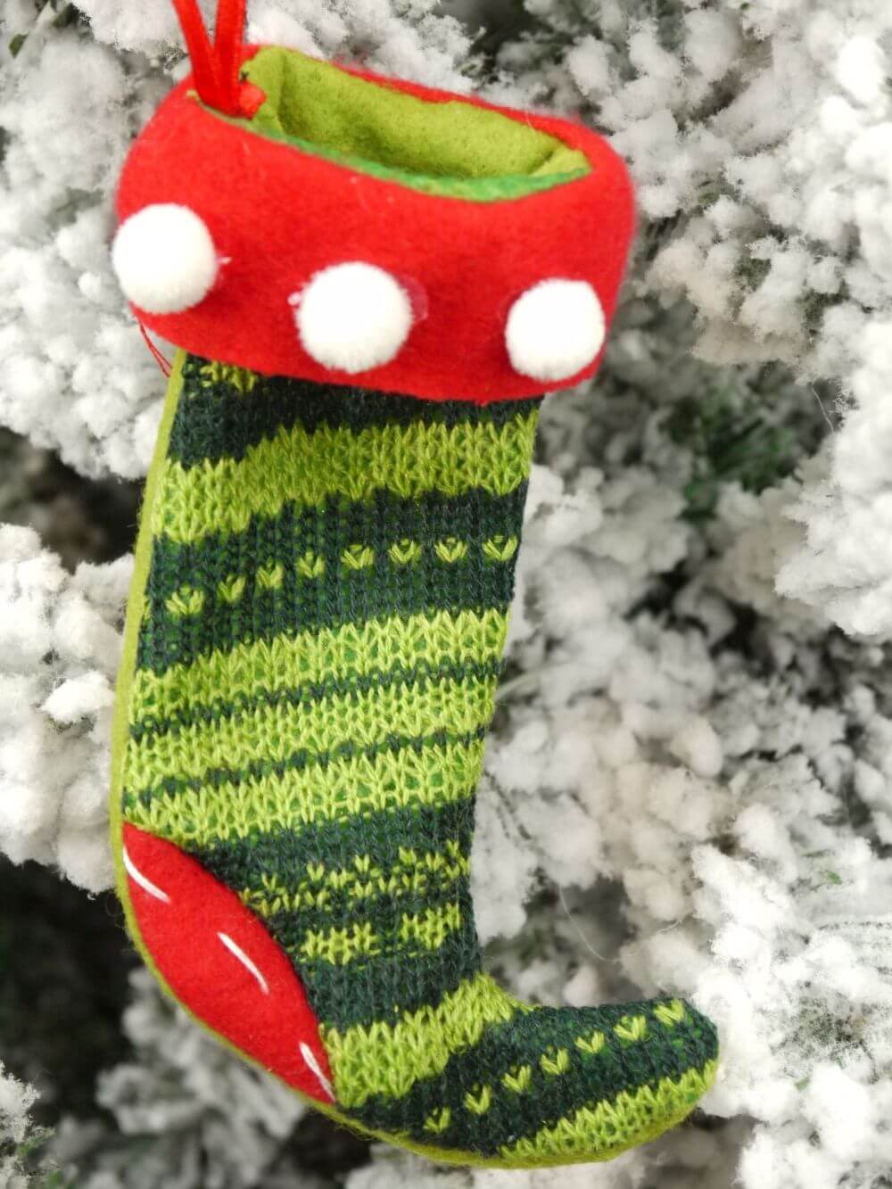 Green & Red Knitted Small Christmas Stocking