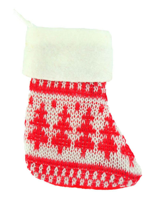Red & White Knitted Christmas Stocking