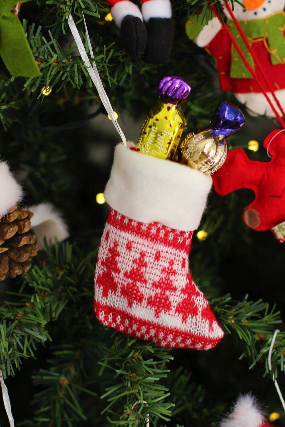 Red & White Knitted Christmas Stocking