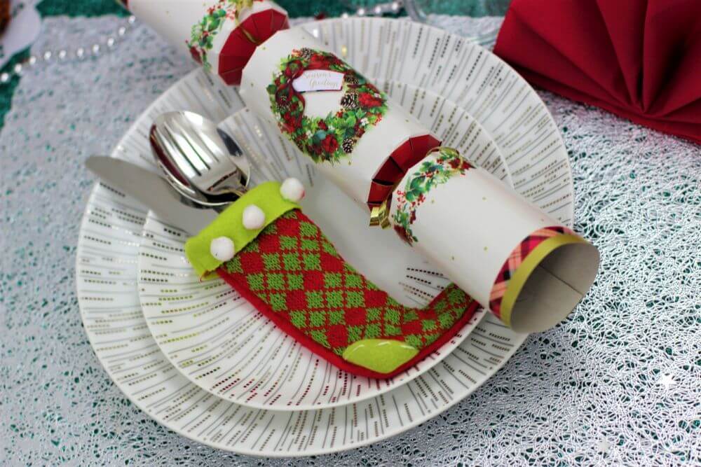 Red & Green Patterned Knitted Christmas Stocking