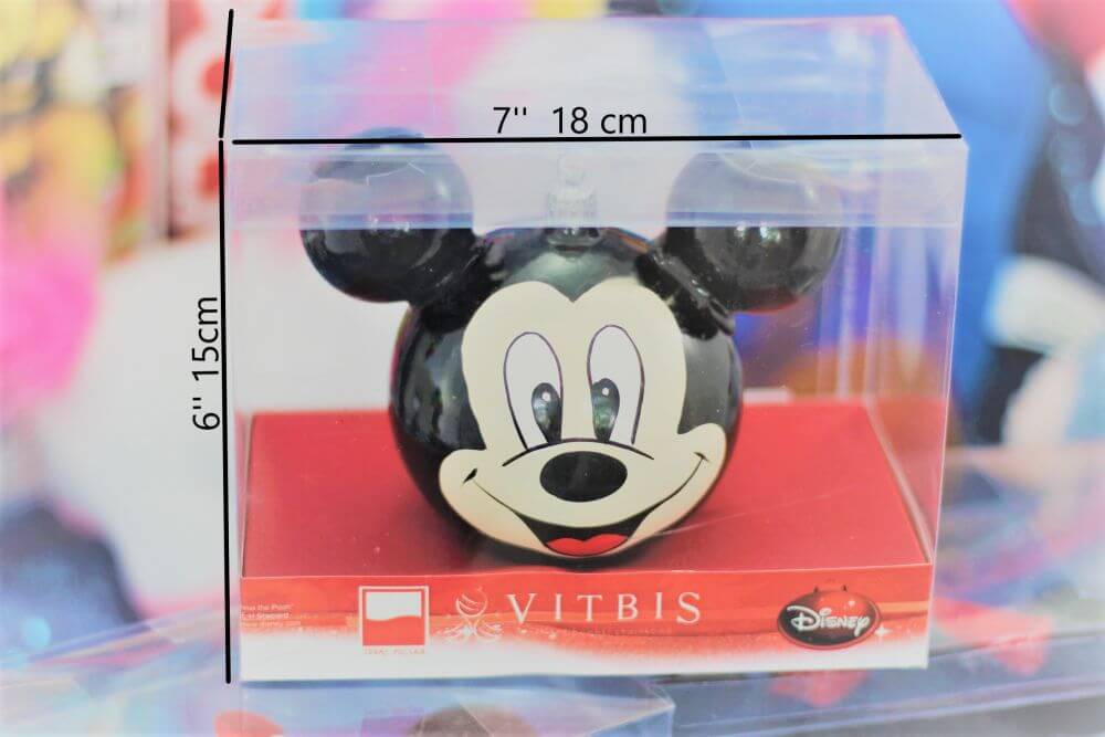 Disney Mickey Mouse Head Glass Christmas Bauble