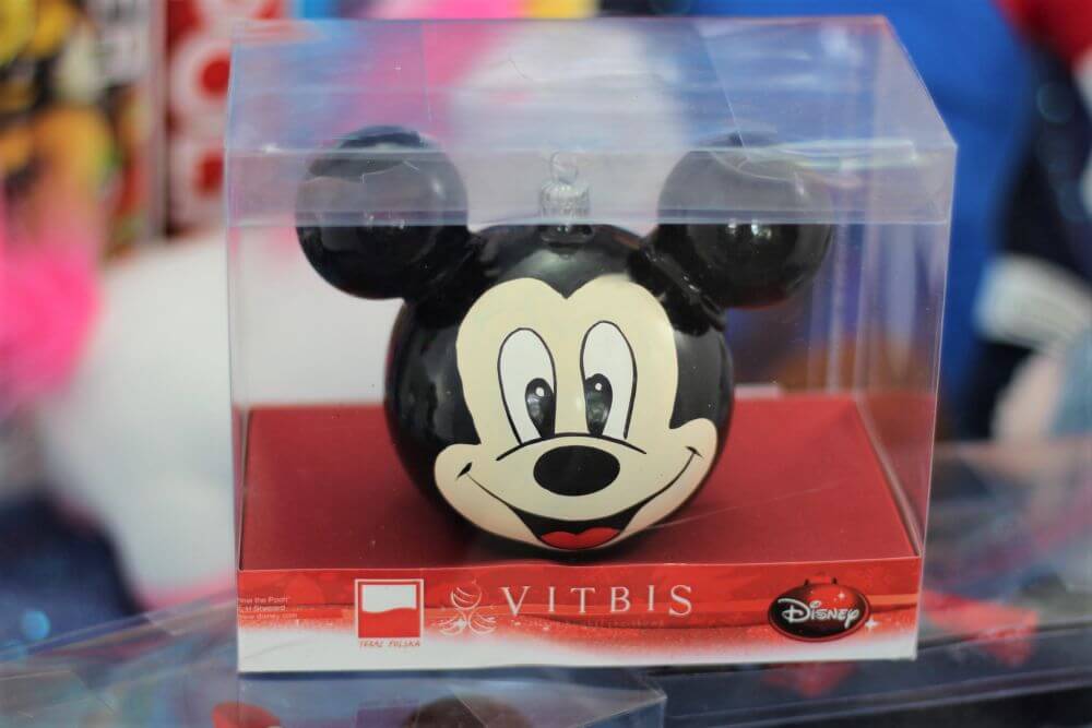 Disney Mickey Mouse Head Glass Christmas Bauble