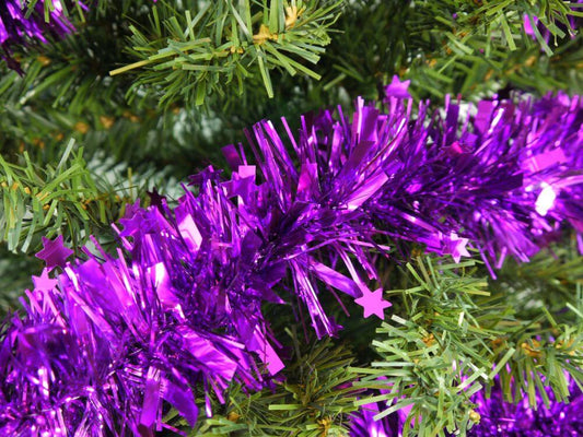 Chunky Purple Star Tinsel Garland
