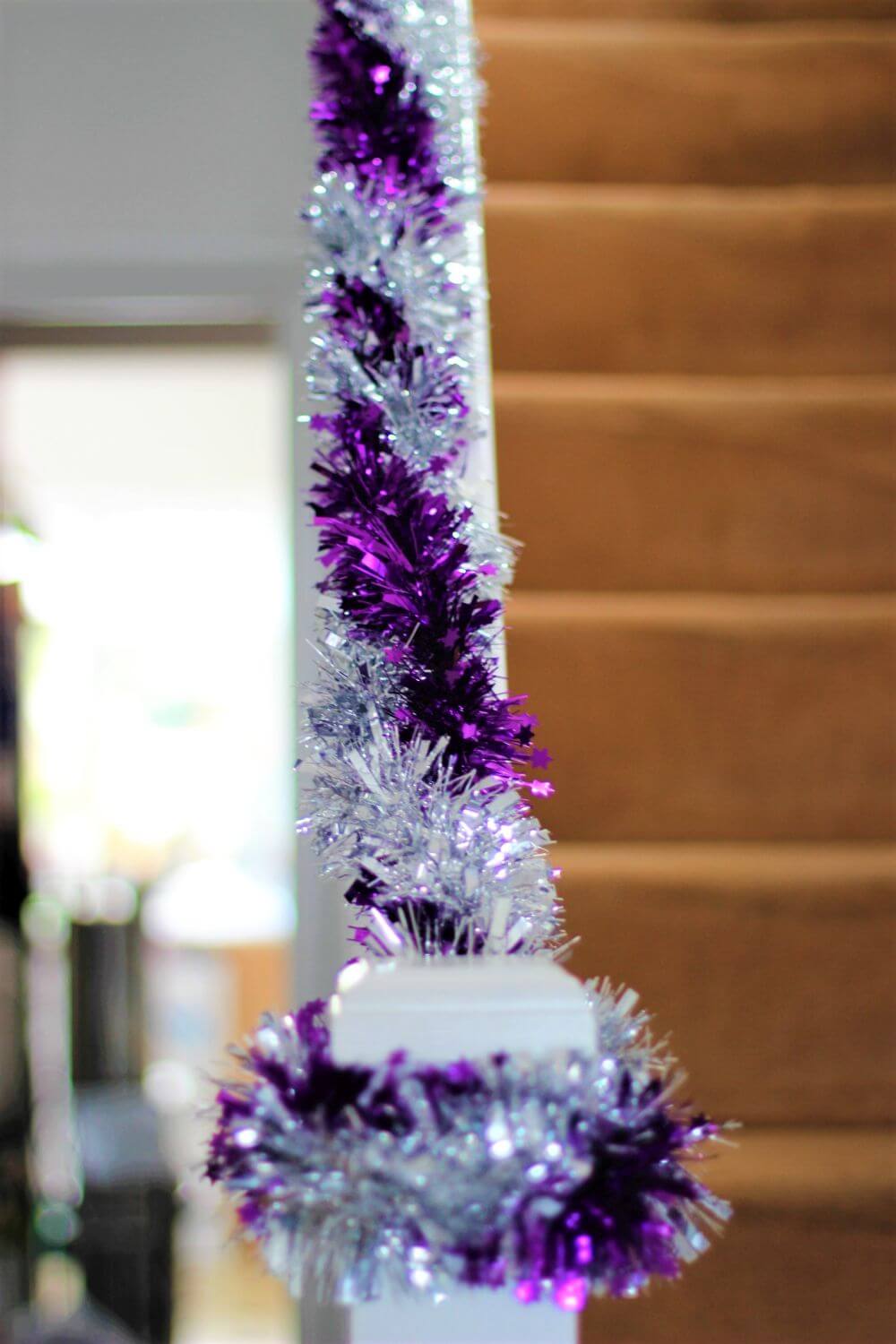 Chunky Purple Star Tinsel Garland