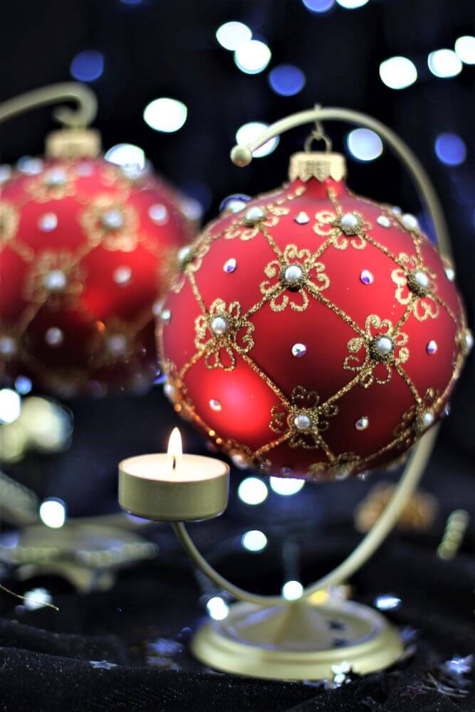 Giant 12cm Red Matt Christmas Bauble with Swarovski Crystals