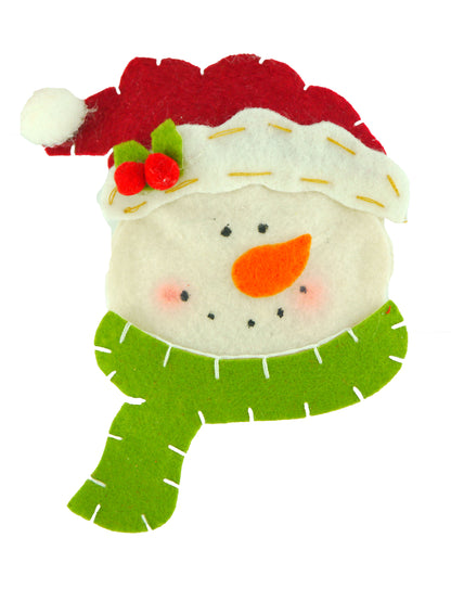 Plush Snowman Handmade Christmas Hanging Ornament Green Scarf