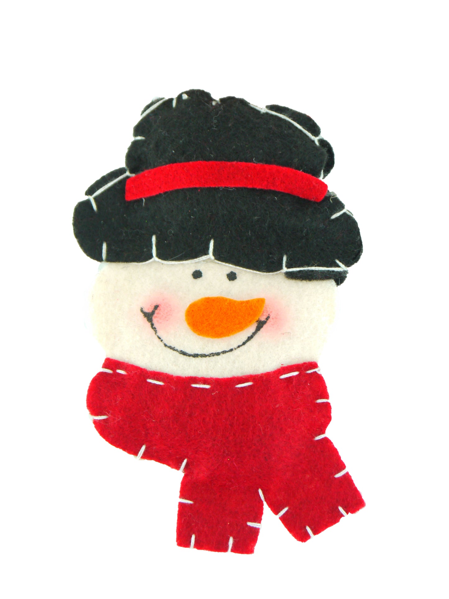 Plush Snowman Red Scarf Handmade Christmas Hanging Ornament