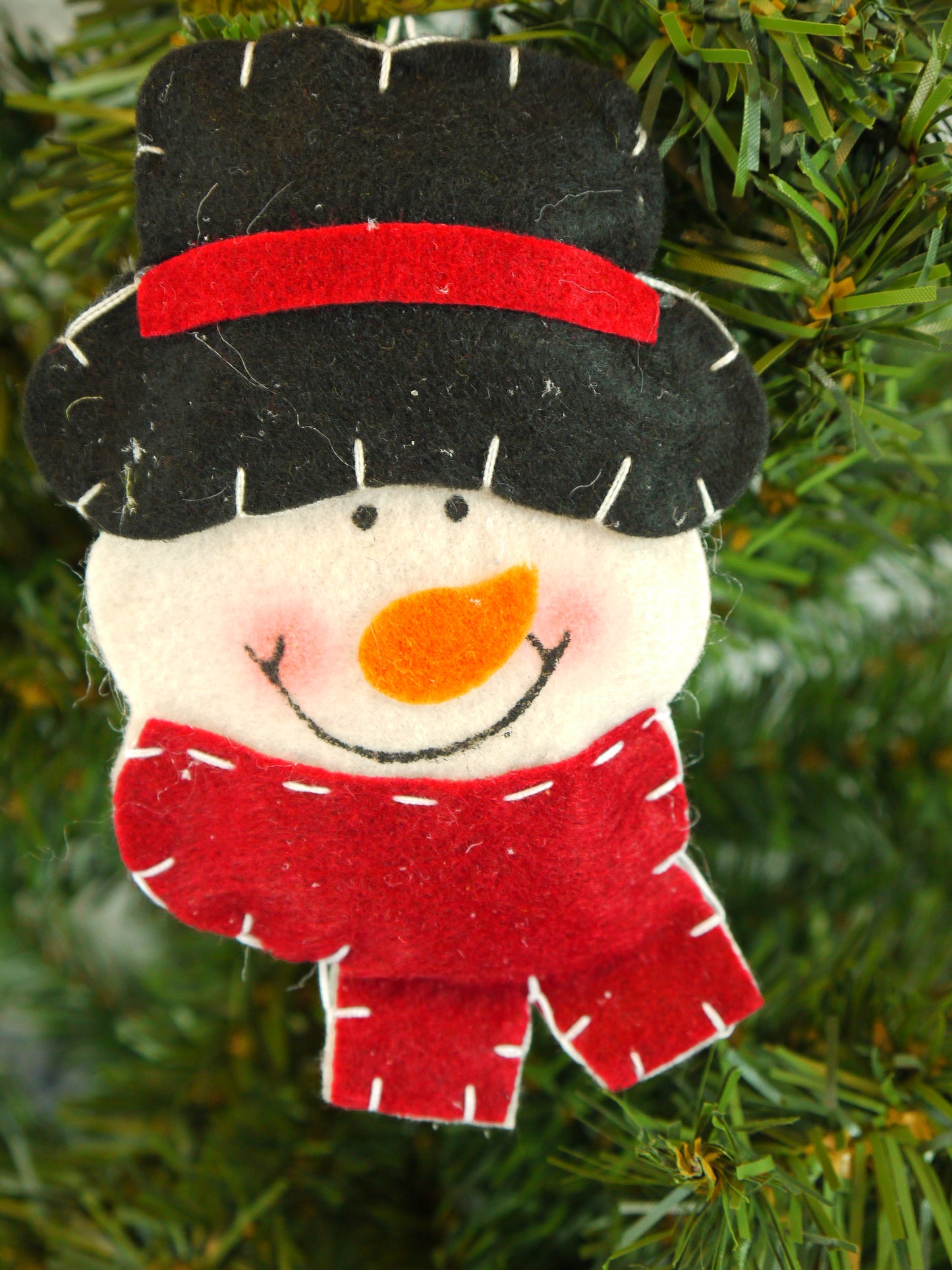 Plush Snowman Red Scarf Handmade Christmas Hanging Ornament
