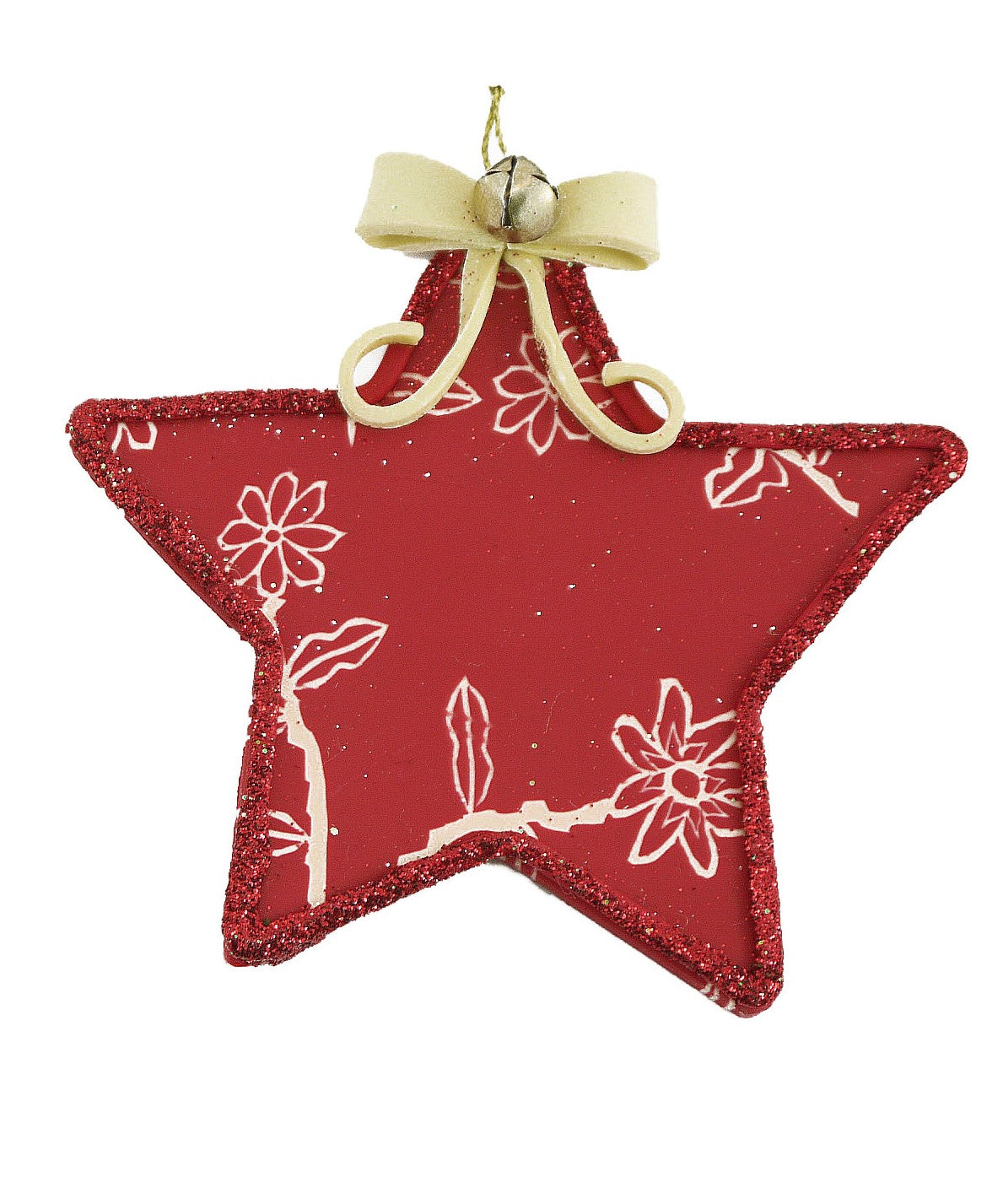 Red Star with Bell Polyclay Christmas Ornament