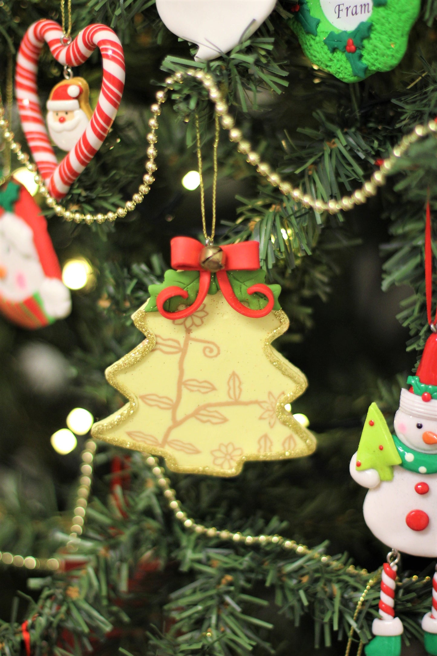Yellow Tree Christmas Ornament with Bell