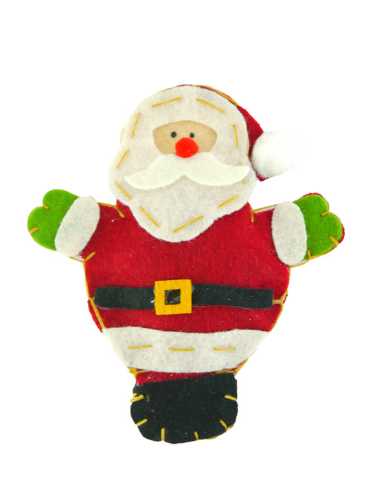 Handmade Plush Santa Ornament with Black Belt