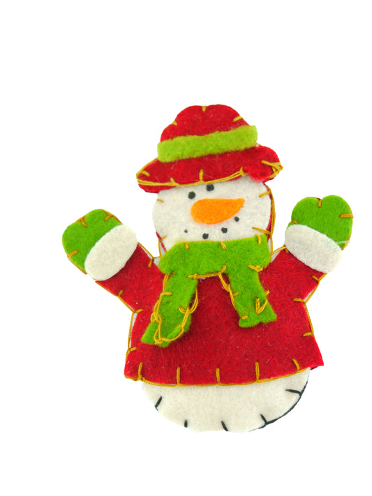 Plush Snowman with Hat Handmade Christmas Hanging Ornament