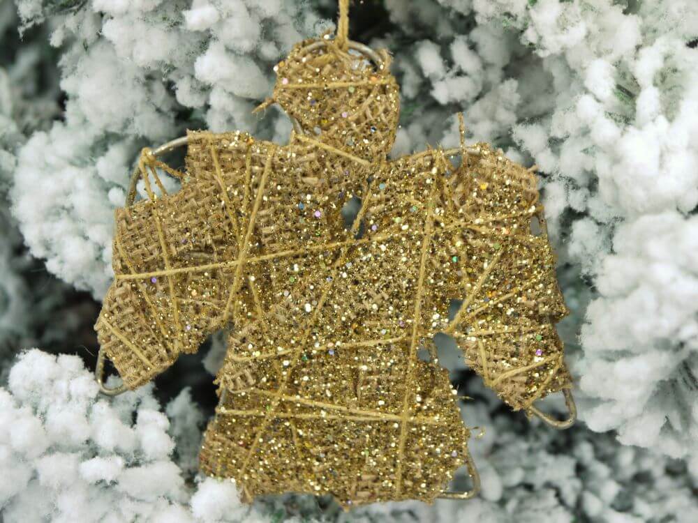 Hessian Glitter Angel Christmas Hanging Ornament
