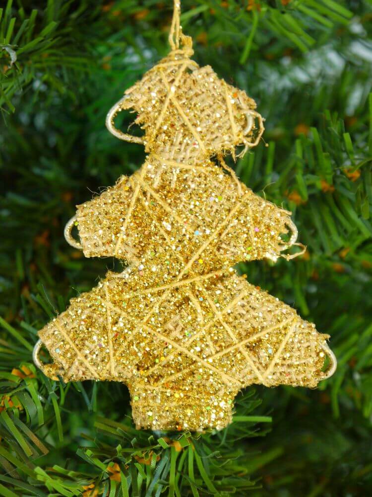 Hessian Glitter Tree Christmas Hanging Ornament