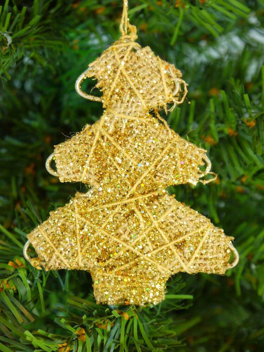 Hessian Glitter Tree Christmas Hanging Ornament