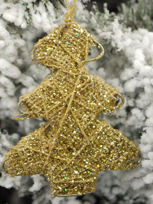 Hessian Glitter Tree Christmas Hanging Ornament
