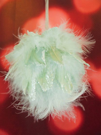 Fluffy Grey Feather Christmas Ornament
