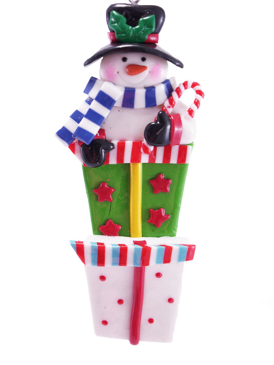 Snowman and Presents Christmas Ornament 12 cm (5")
