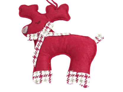 Handmade Red Plush Reindeer Christmas Ornament