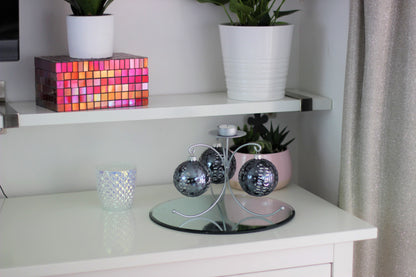 Three Arm Stand With Tea Light Holder Silver