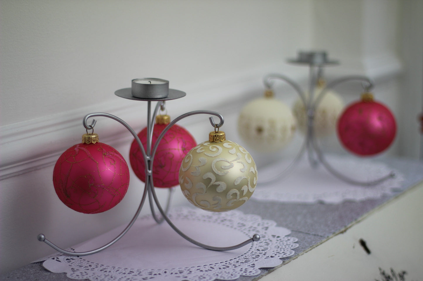 Three Arm Stand With Tea Light Holder Silver