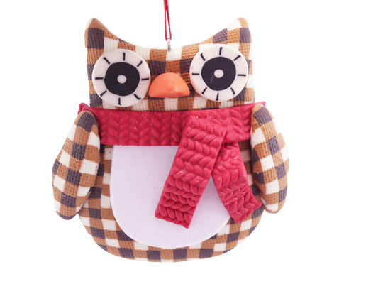 Brown Owl Polyclay Christmas Hanging Ornament
