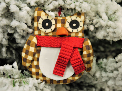 Brown Owl Polyclay Christmas Hanging Ornament