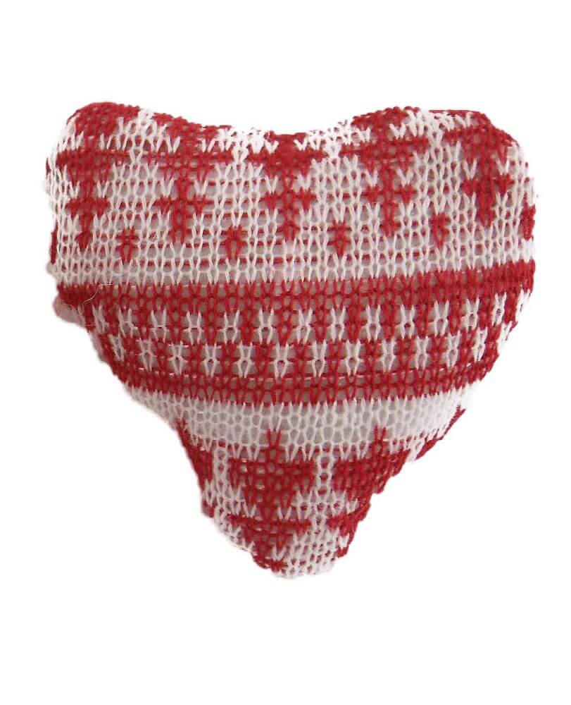 Hand Made Red White Knitted Heart Christmas Hanging Ornament