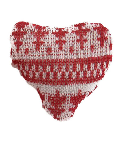 Hand Made Red White Knitted Heart Christmas Hanging Ornament