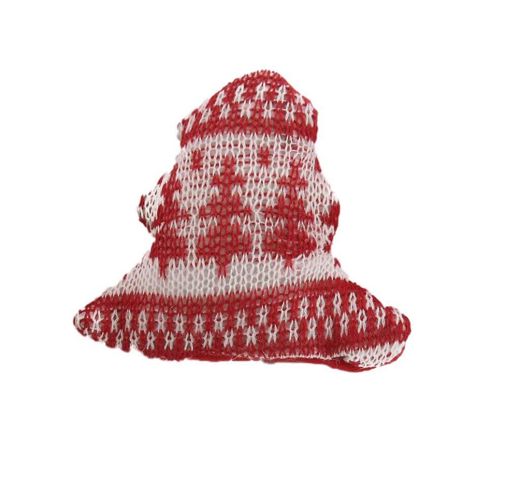 Red & White Knitted Plush Tree Christmas Ornament