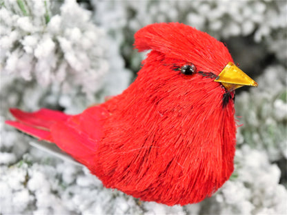 Hand Made Red Cardinal Clip-On Bird Ornament