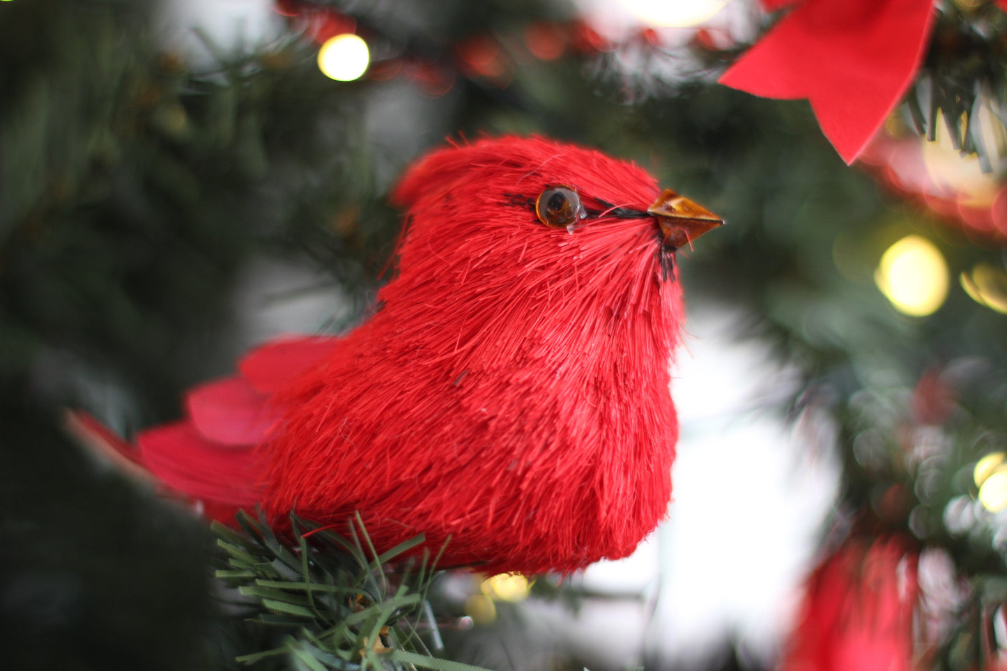Hand Made Red Cardinal Clip-On Bird Ornament