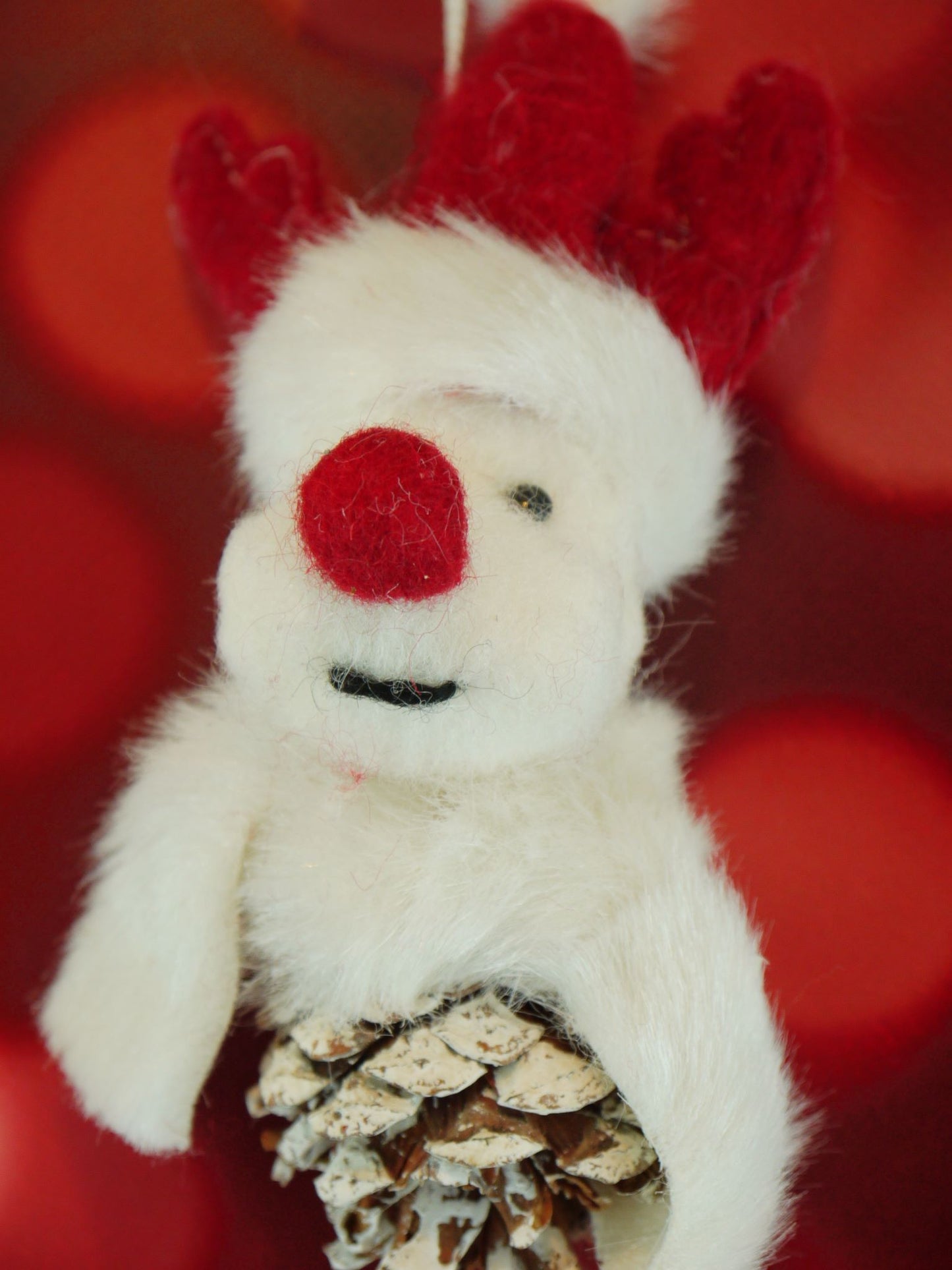 Handmade Plush Reindeer Christmas Ornament