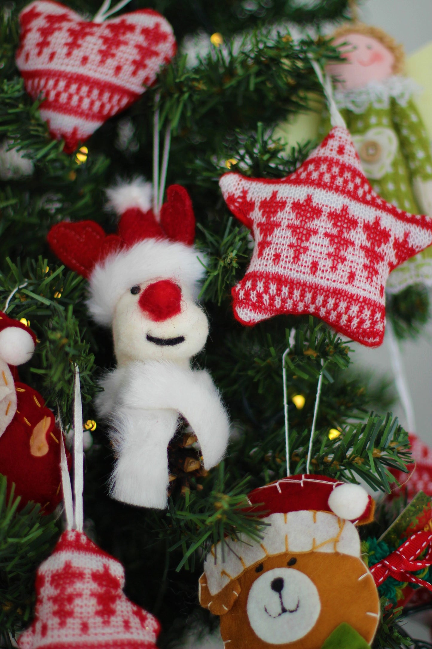 Handmade Plush Reindeer Christmas Ornament