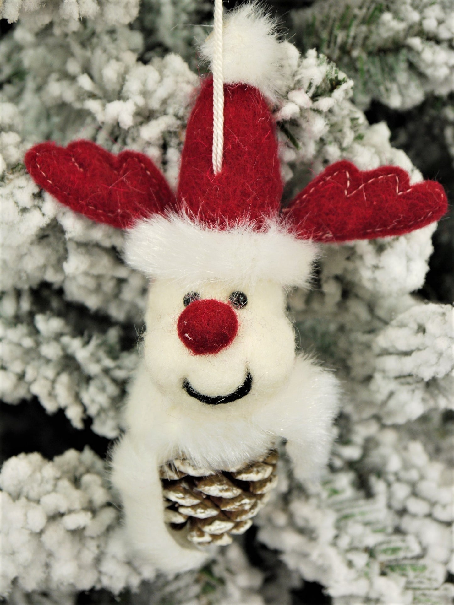 Handmade Plush Reindeer Christmas Ornament