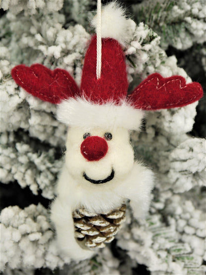 Handmade Plush Reindeer Christmas Ornament