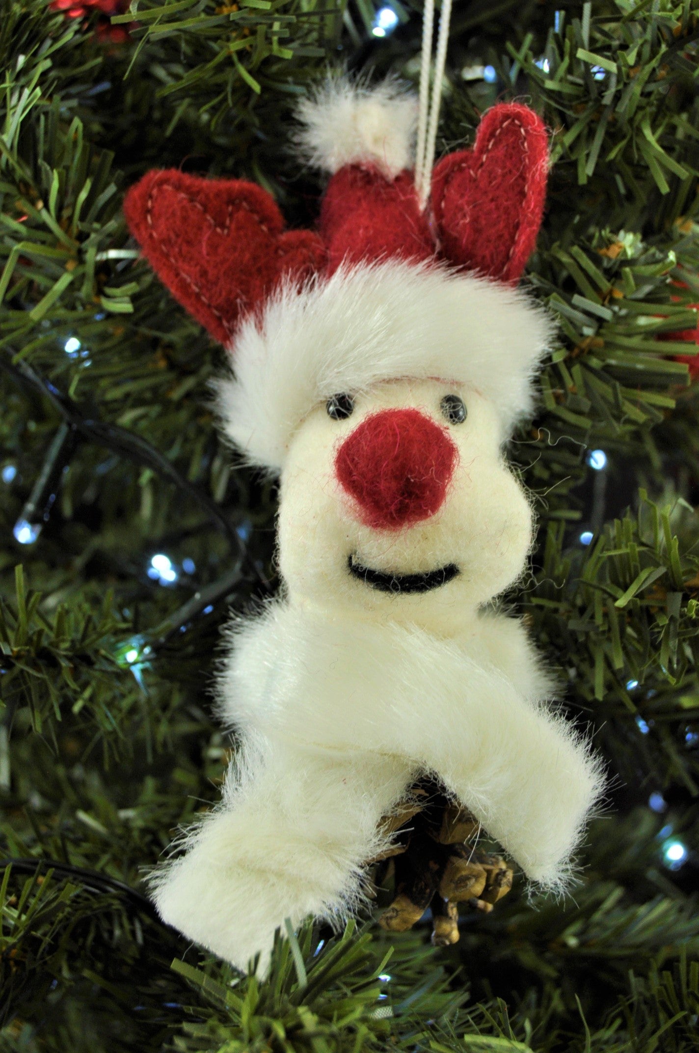 Handmade Plush Reindeer Christmas Ornament