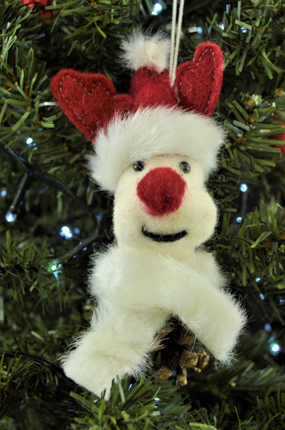 Handmade Plush Reindeer Christmas Ornament
